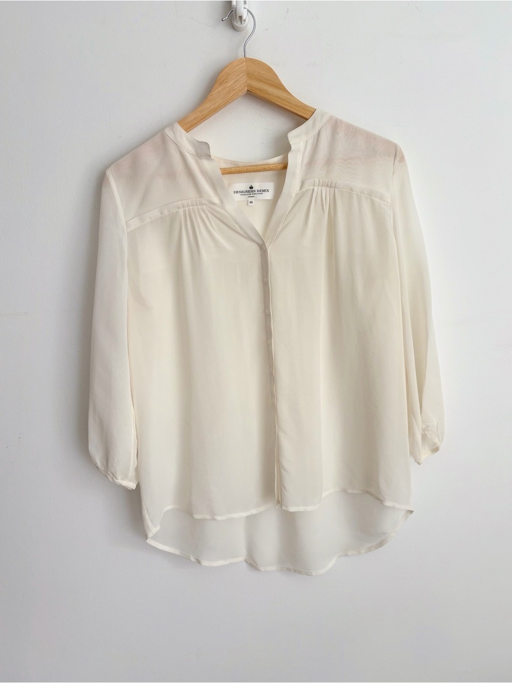 Designers Remix Charlotte Eskildsen Ivory Silk Blouse Scandi Quiet Luxury S
